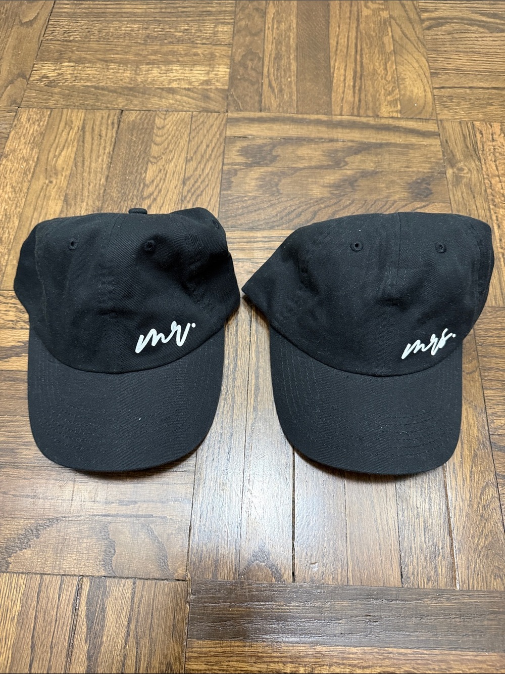 Matching 'mr.' & 'mrs.' Black Baseball Caps